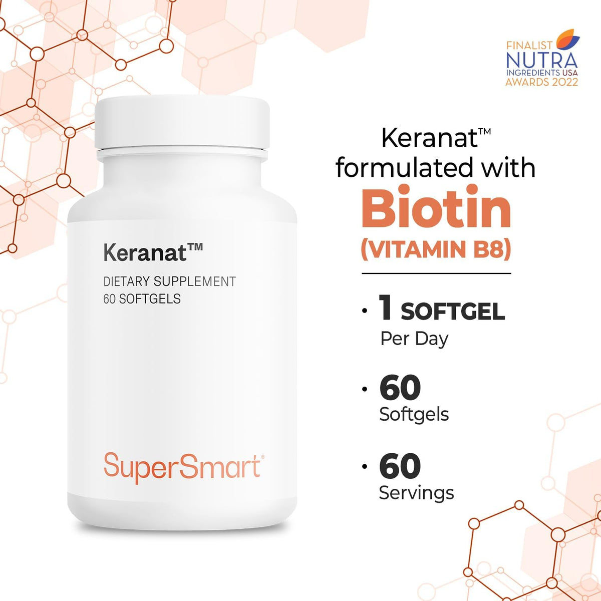 Supersmart Keranat Advanced Formula with Biotin - Hair Supplement for Volume & Growth - 60 Softgels - görsel 5