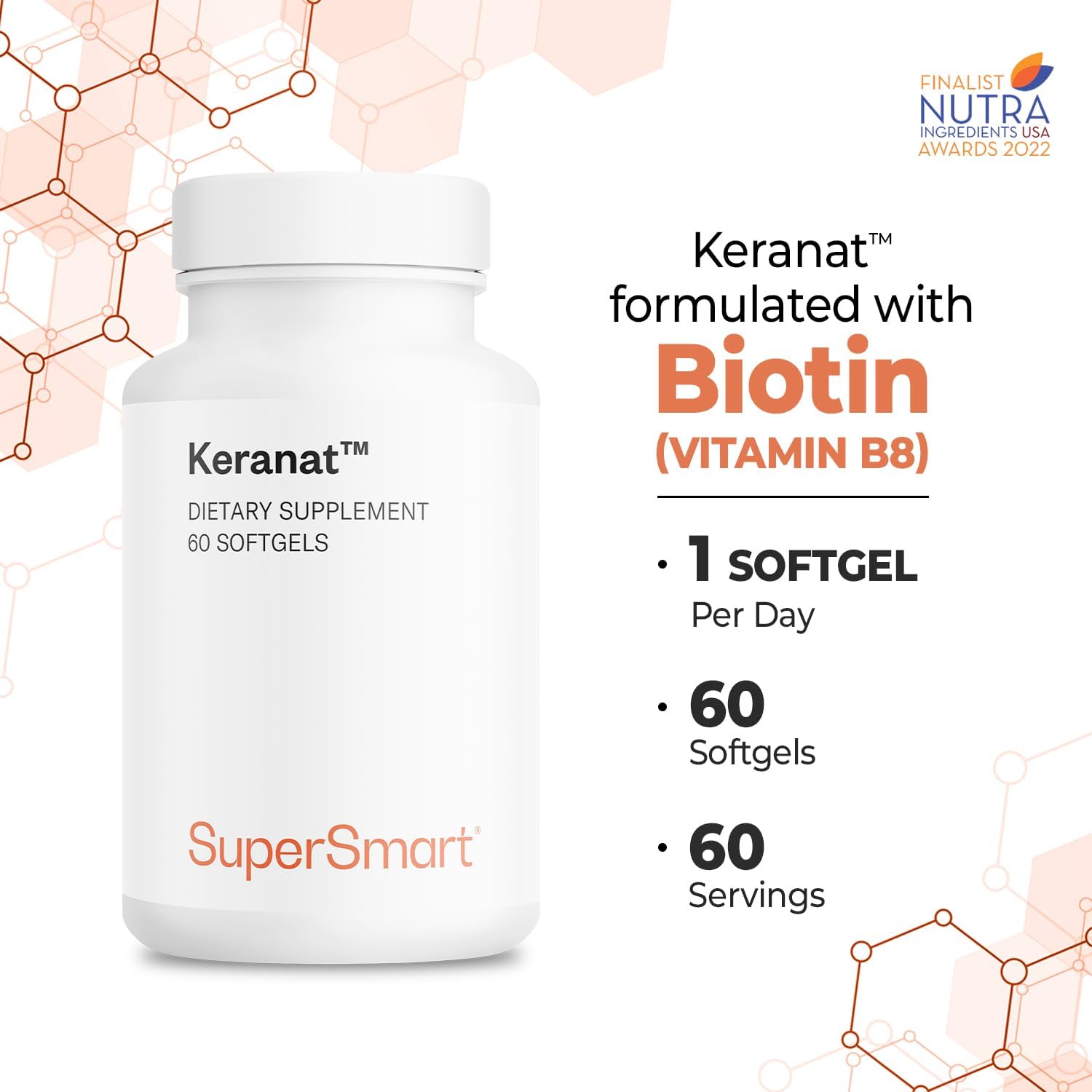 Supersmart Keranat Advanced Formula with Biotin - Hair Supplement for Volume & Growth - 60 Softgels - görsel 5
