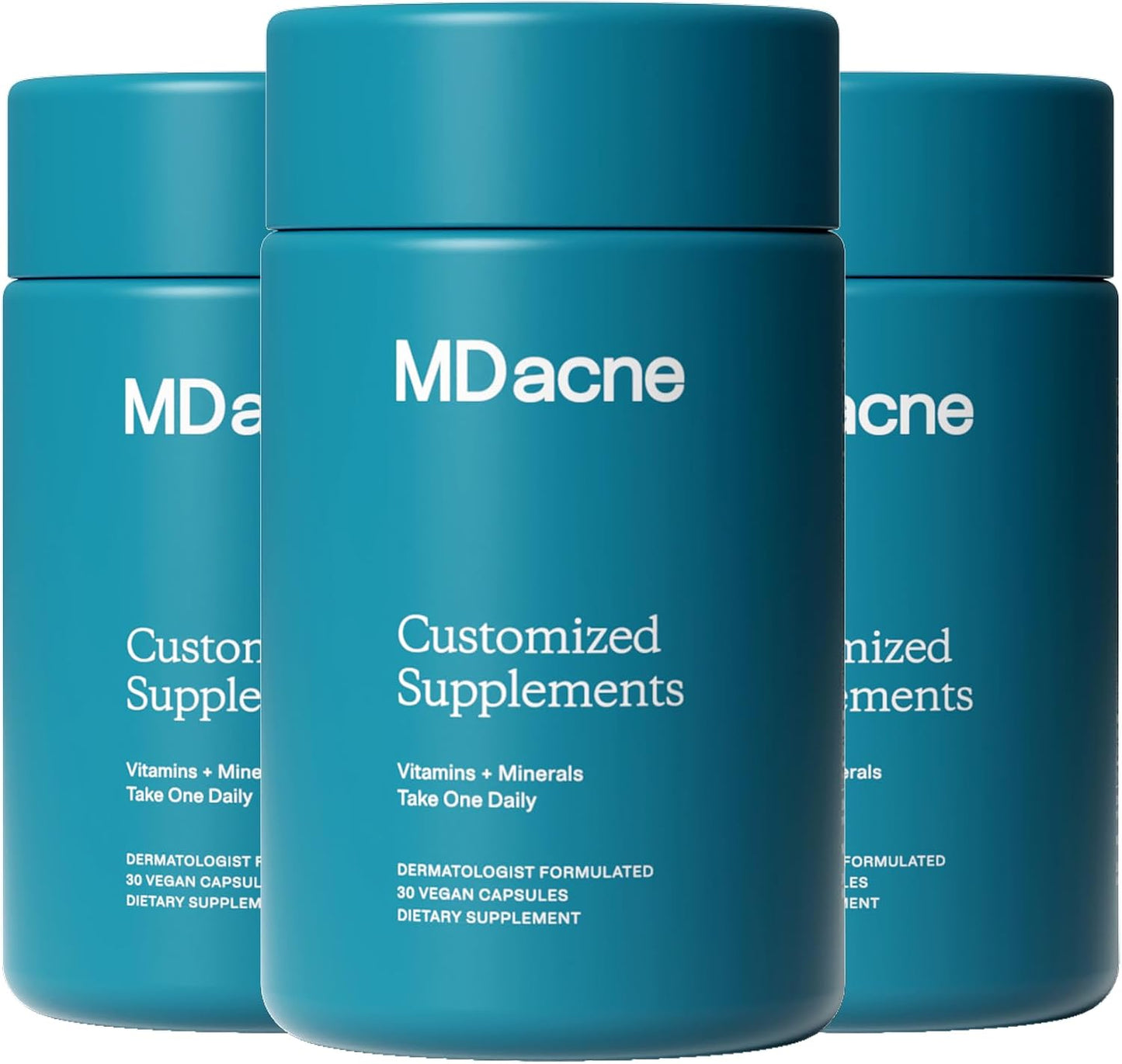 MDacne Vitamins and Minerals Skin Clearing Supplements (3-Pack) - 30 Vegan Capsules - Supports Topical Acne Treatment & Promotes Clear, Calm Skin, Redness & Pore-Clogging - Dermatologist Formulated - görsel 1