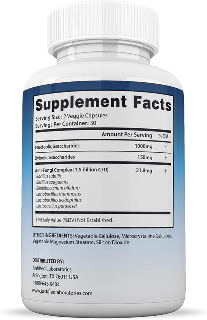 Justified Laboratories (2 Pack) Fungus Defend Pills 1.5 Billion CFU Probiotic 120 Capsules