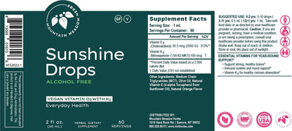 Mountain Meadow Herbs Sunshine Drops – Vegan Vitamin D3 Tincture for Bones & Immune Support (2 oz)