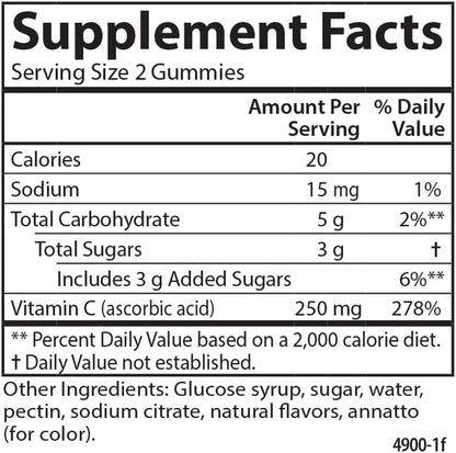 Carlson - Vitamin C Gummies, 250 mg, Immune Support & Antioxidant Power, Orange, 60 Vegetarian Gummies