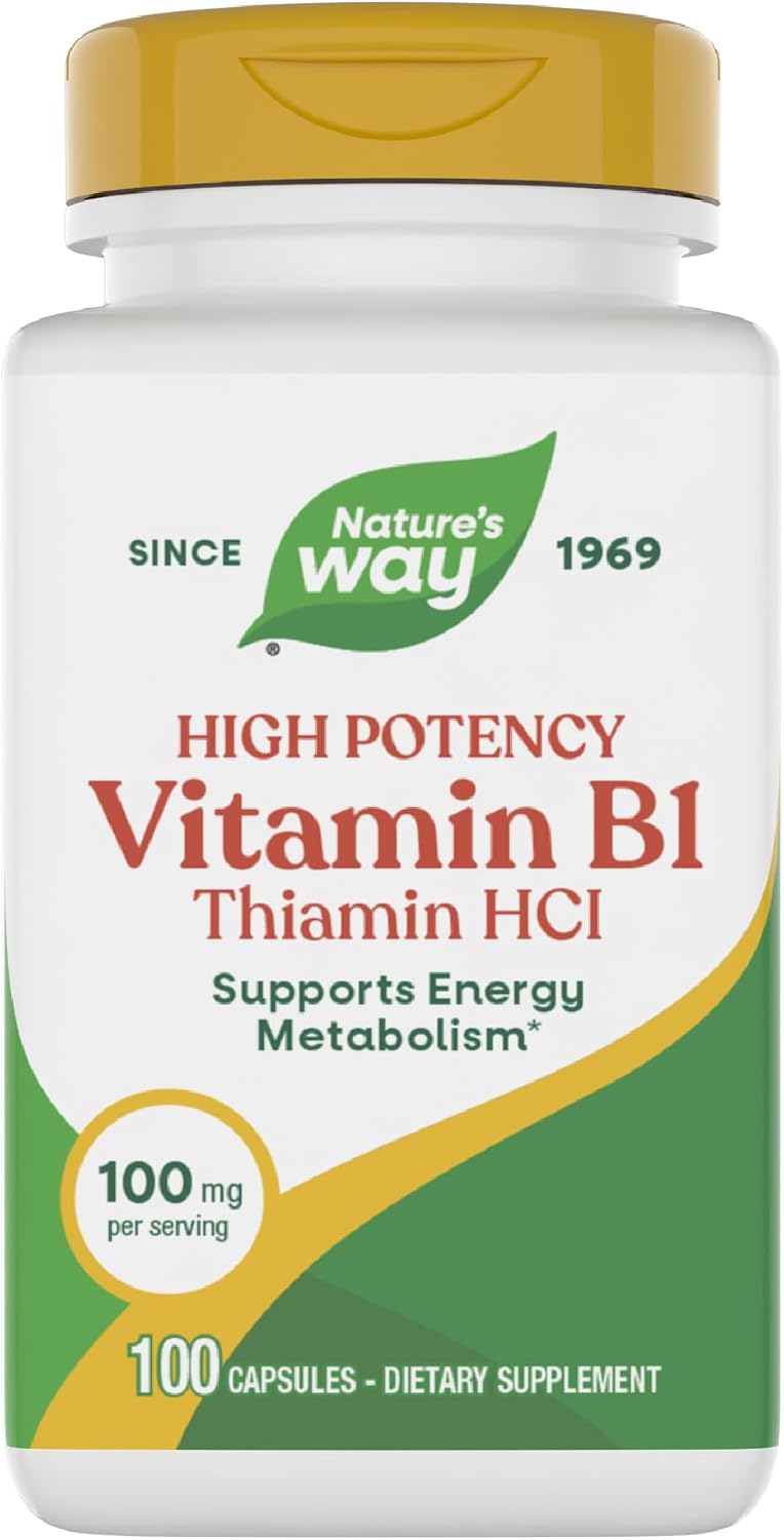 Nature's Way Vitamin B1, 100 mg Thiamine HCl, 100 Capsules - görsel 1