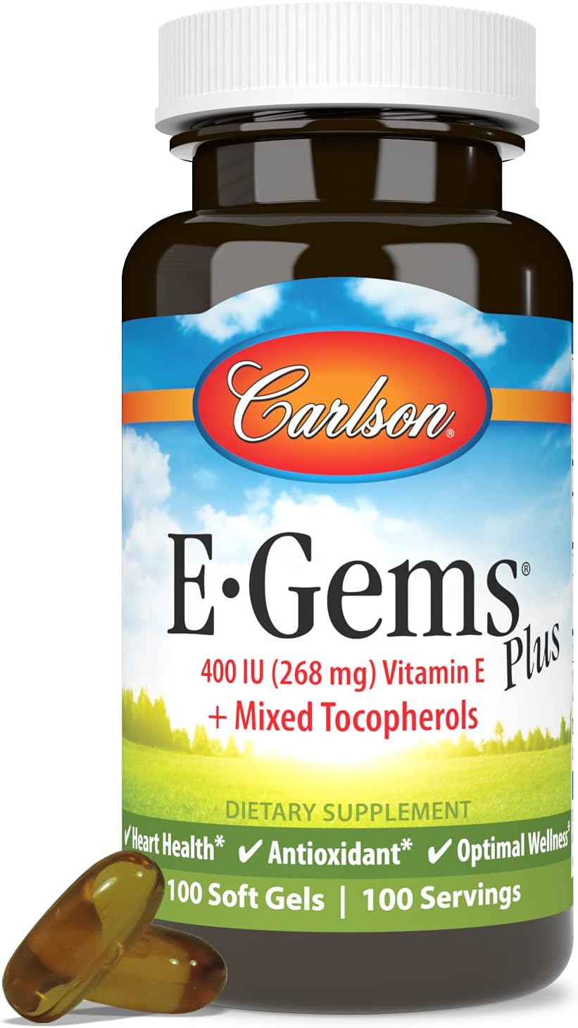 Carlson - E-Gems Plus, 400 IU (268 mg), Natural-Source Vitamin E, Optimal Wellness, 100 Soft Gels - görsel 5