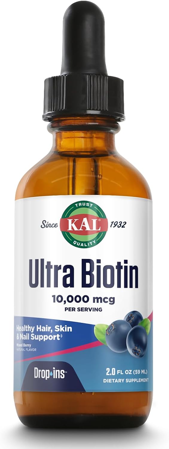 KAL Ultra Biotin 10000mcg DropIns - Liquid Biotin Drops for Hair, Skin and Nails - görsel 1