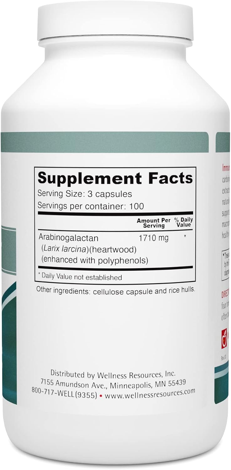Wellness Resources Immune Plus - Arabinogalactan Capsules (300 Vegetarian Capsules) - görsel 3