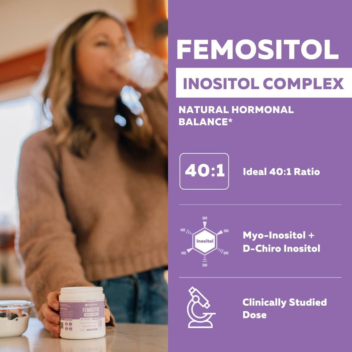 FemoSitol Inositol Powder | Myo-Inositol & D-Chiro Inositol 40:1 Ratio (123g) - görsel 4