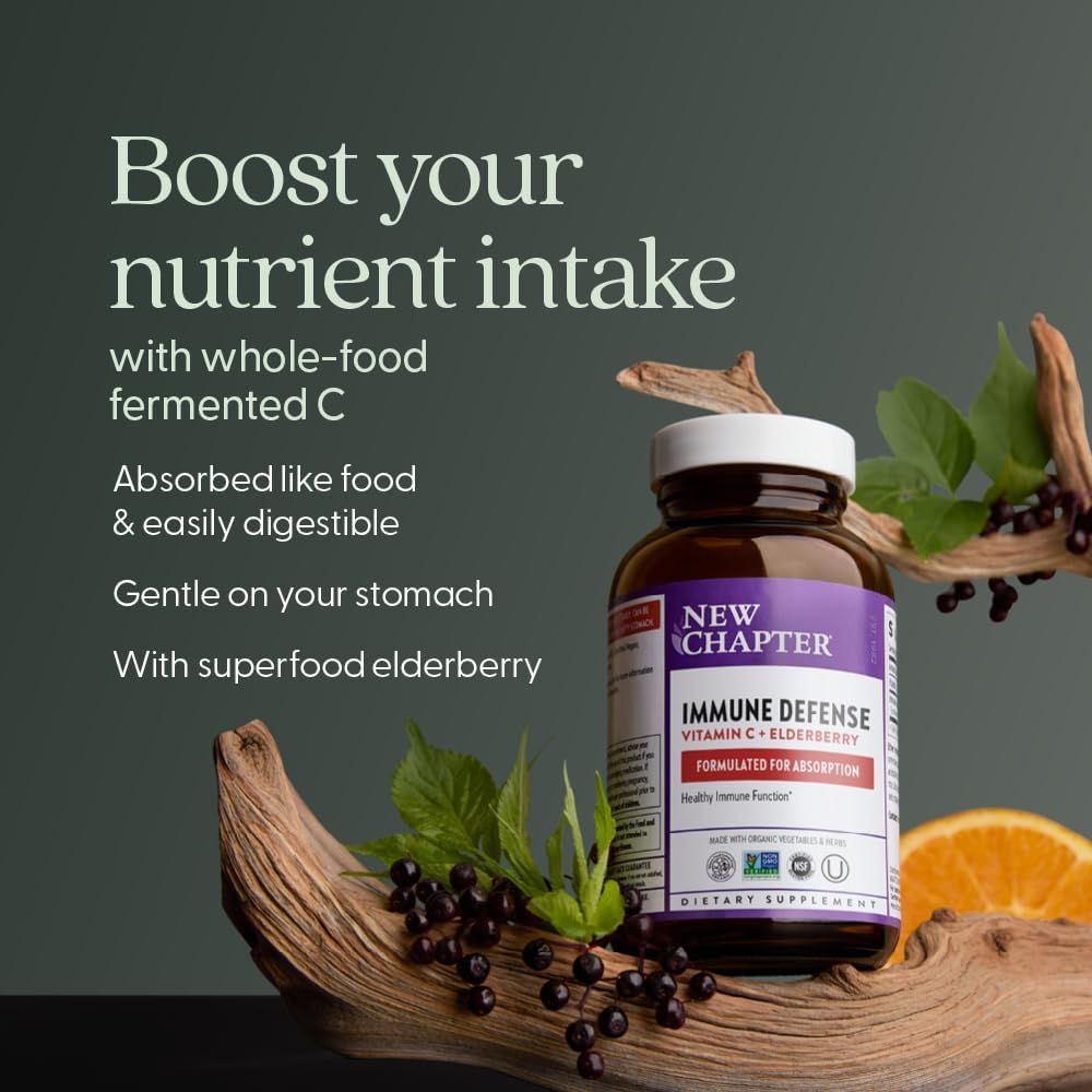 New Chapter® Vitamin C Immune Defence Supplement + Elderberry – 90 Tablets - görsel 3