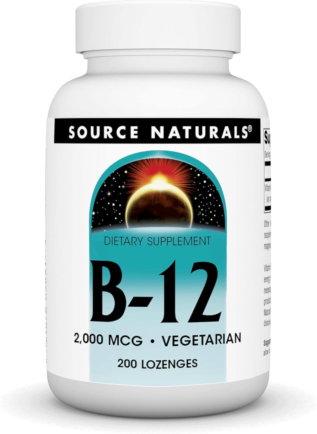 Source Naturals Vitamin B12, 2000mcg - 200 Vegetarian Lozenges - görsel 1
