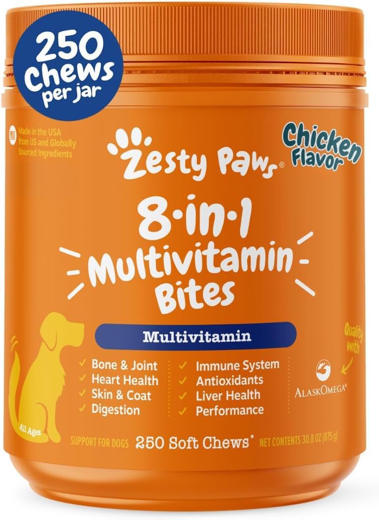 Zesty Paws 8-in-1 Multifunctional Bites Dog Multivitamin - Chicken Flavour (250 Chews) - görsel 1