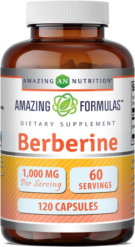 Amazing Formulae Berberine 1000mg per Serving, 120 Capsules - Non-GMO, Gluten-free Supplement