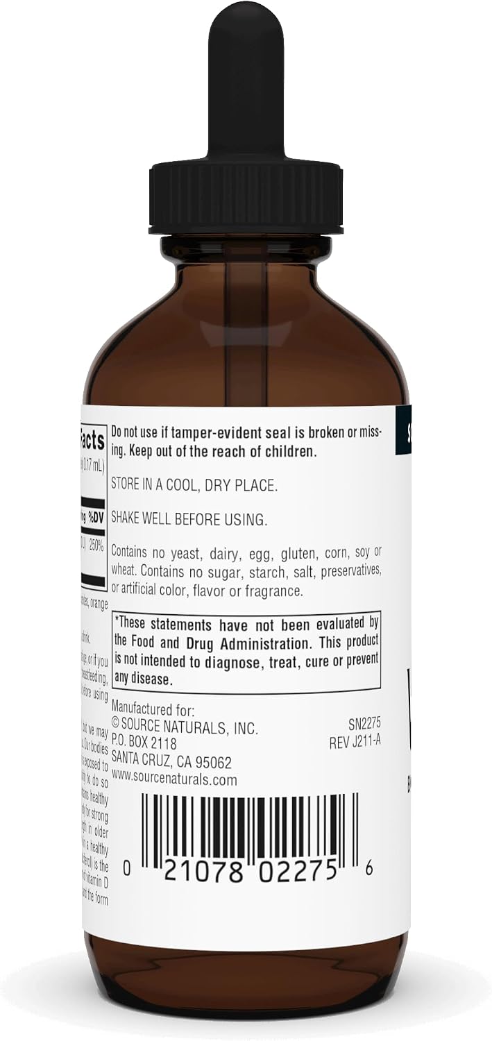 Source Naturals Vitamin D3 Liquid Drops, 2000 IU, 60ml (approx. 2 fl oz) - görsel 3
