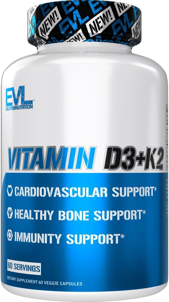 Evlution Nutrition Vitamin D3 & K2 Supplement – 5000IU D3 with 90mcg MK7, 60 Veggie Capsules - görsel 1