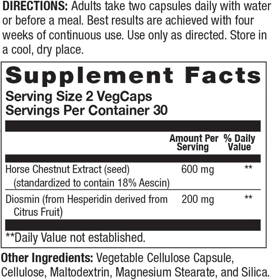 Body Gold Venastat - Leg Vein Support Supplement with Horse Chestnut & Diosmin, 105 Capsules - görsel 2