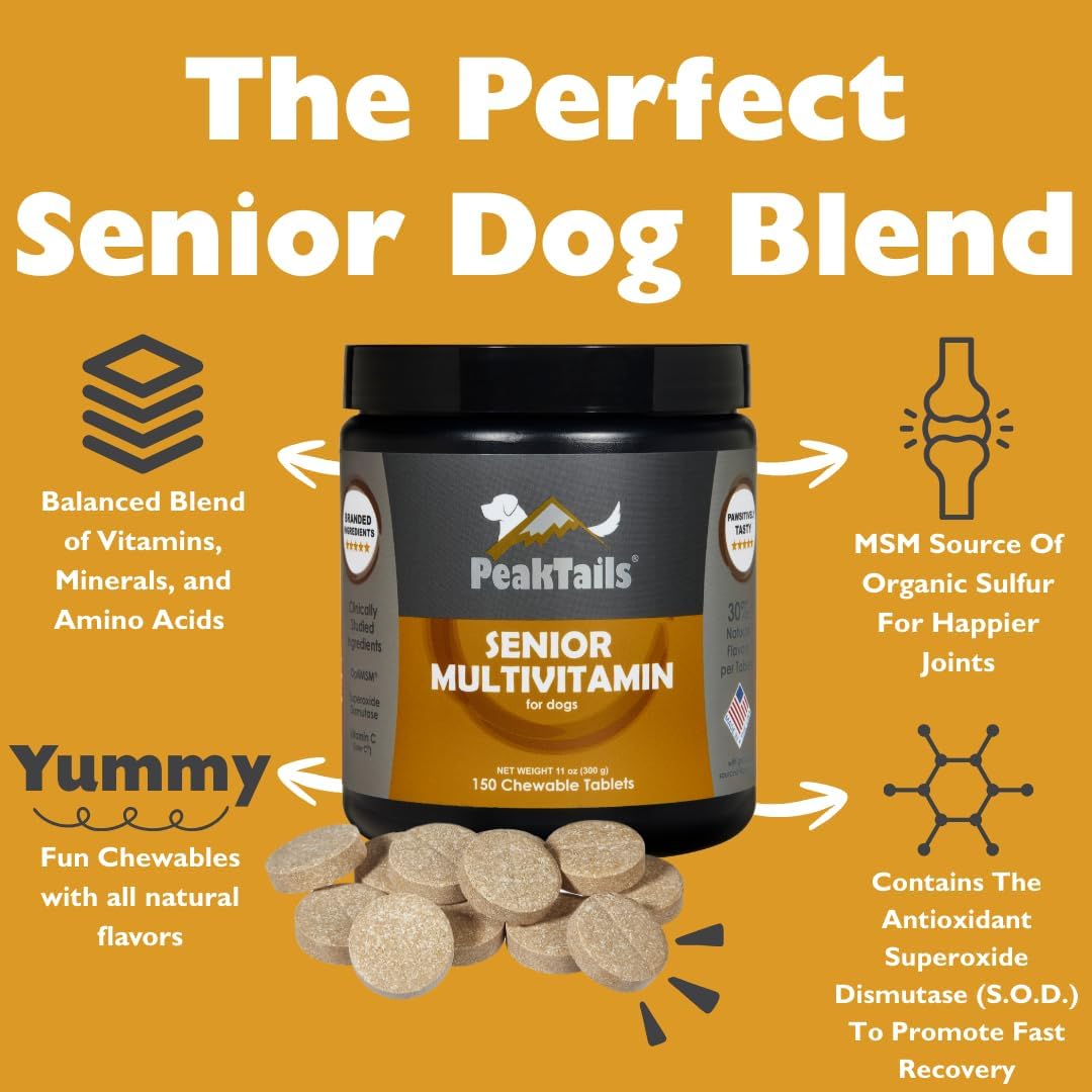 Senior Multivitamin for Dogs – 150 Tablets with MSM, Superoxide Dismutase, Vitamin C & 19 Essential Nutrients – Supports Joint Health & Overall Wellbeing - görsel 4