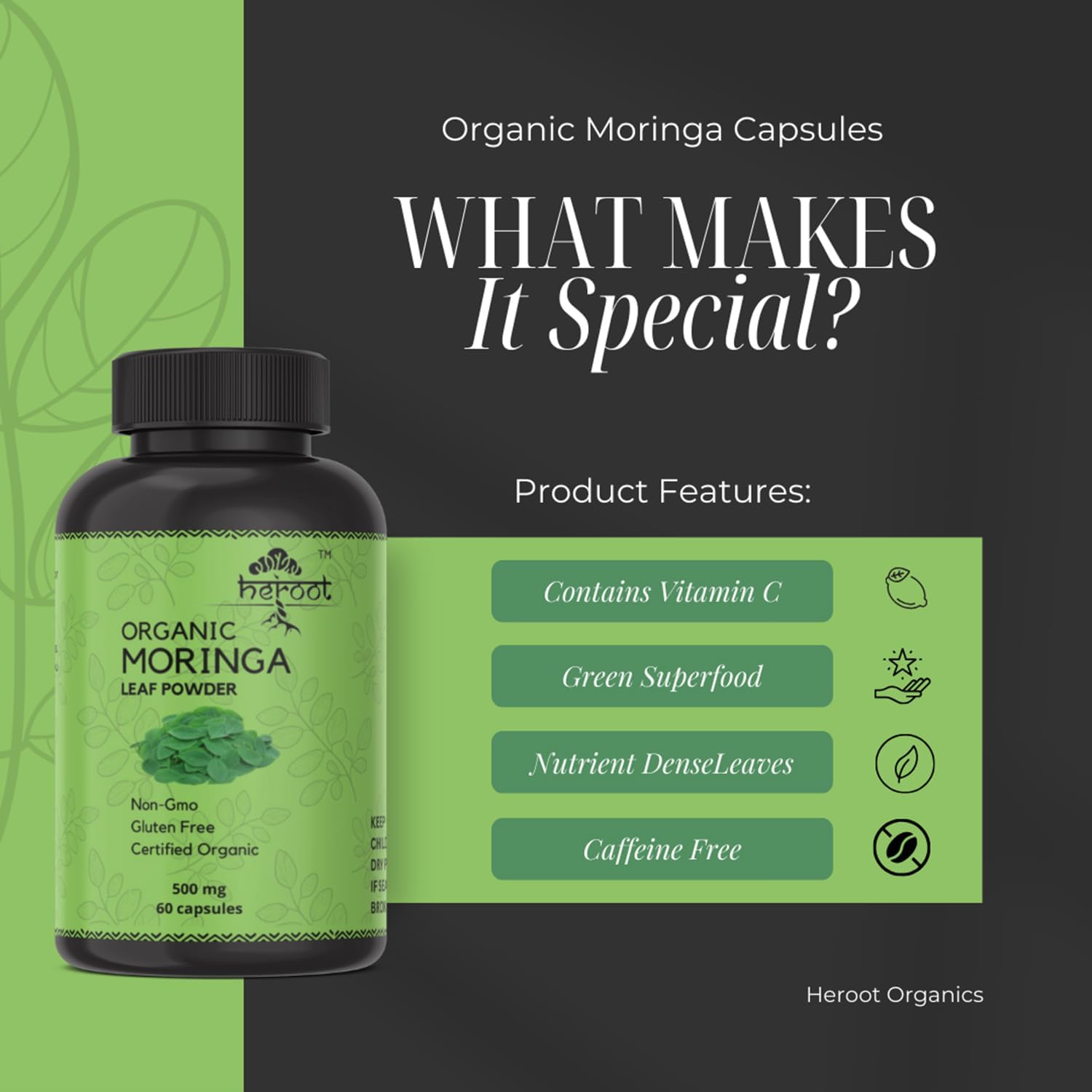 Organic Moringa Capsules | Green Moringa Leaf Supplement for Energy, Metabolism & Immune Support – 120 Capsules, Natural Superfood - görsel 4