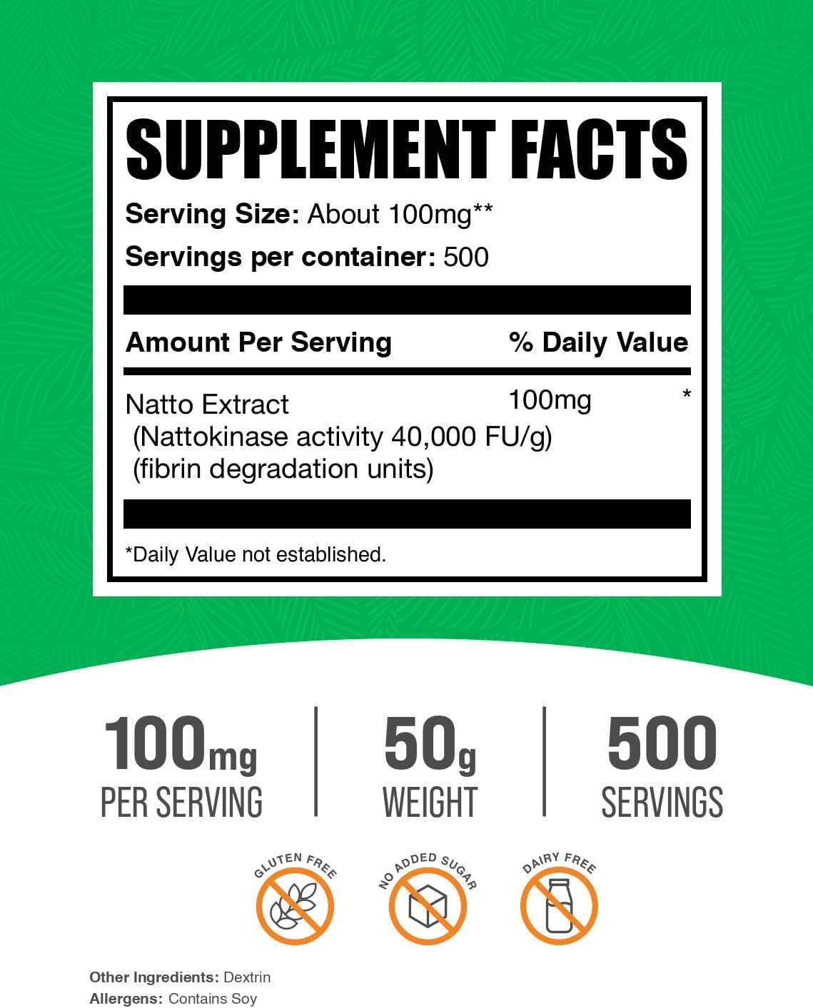 BulkSupplements Nattokinase Powder 4000 FU (50g) - Enzyme Supplement - görsel 2