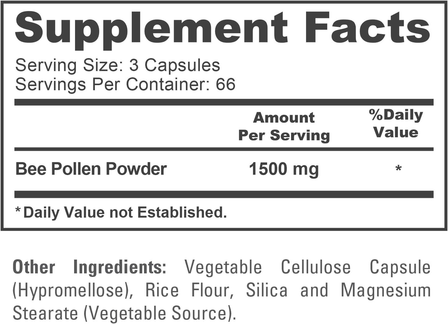 NusaPure Bee Pollen 1500mg - 200 Vegetable Capsules - görsel 4