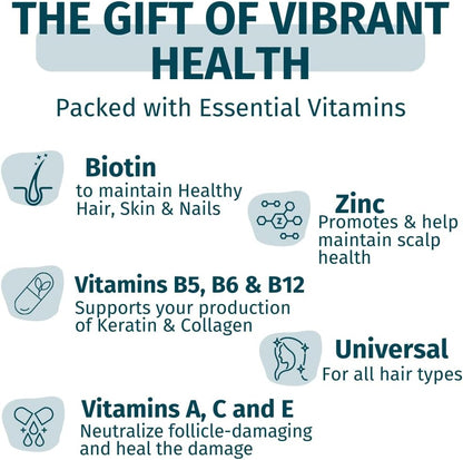 WEEM Hair, Skin and Nails Gummies - Vegan Biotin Supplements for Women and Men