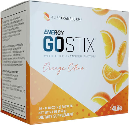 4Life Energy Go Stix Orange Citrus Drink Mix with Amino Acids, 30 Sachets – Image 1