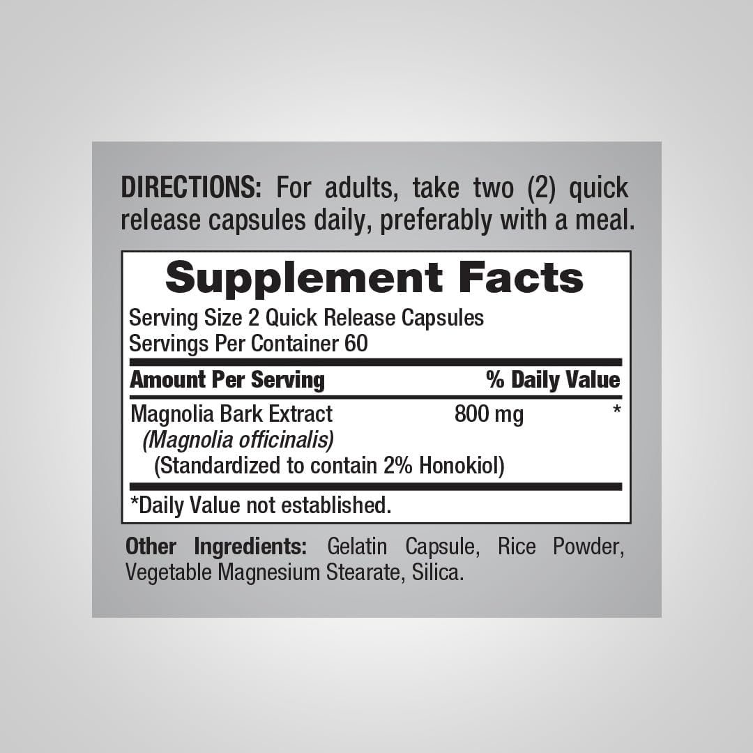 Piping Rock Magnolia Bark Extract 800mg | 120 Capsules | Standardised Herbal Supplement | with Honokiol | Non-GMO, Gluten-free - görsel 2