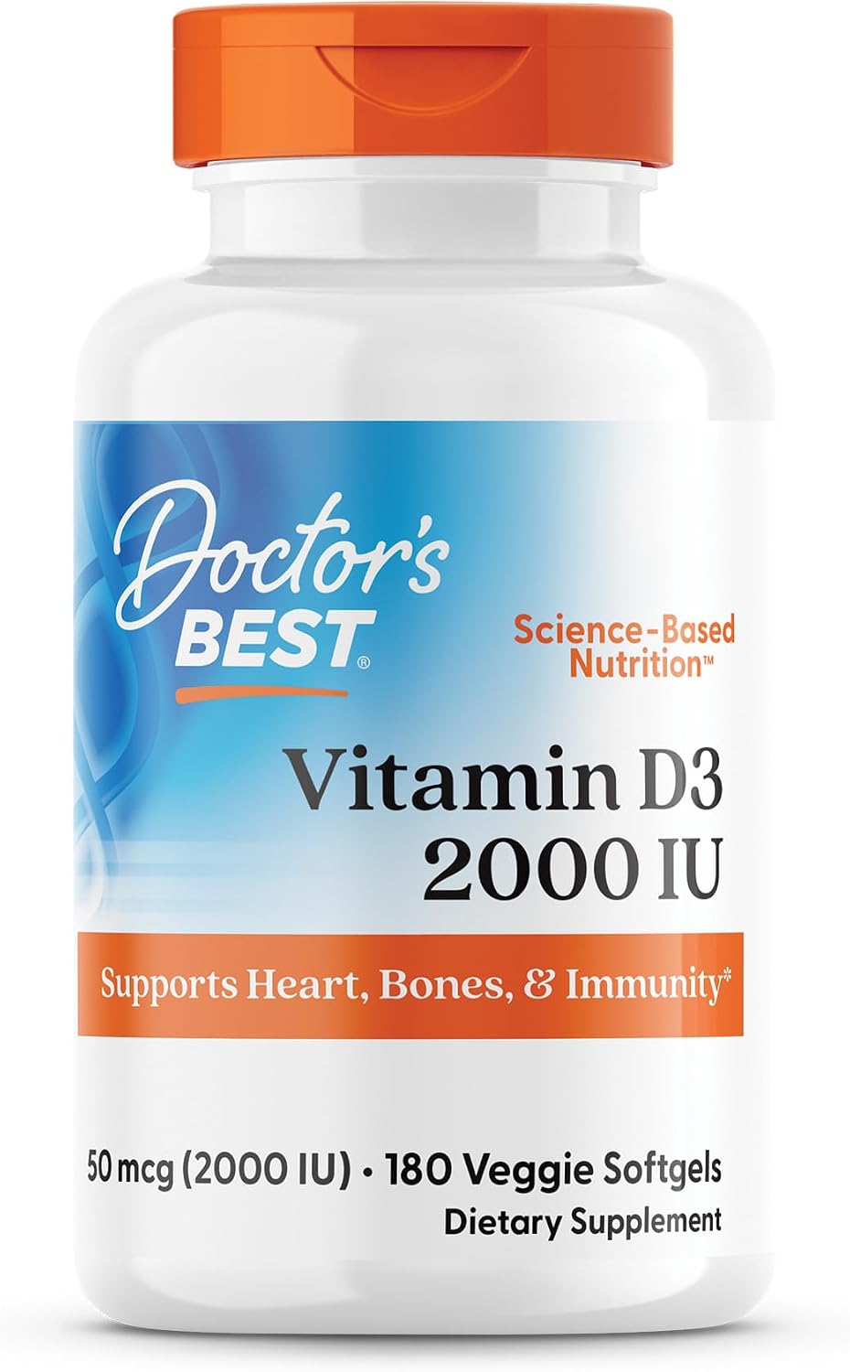Doctor's Best Vitamin D3 2000 IU Soft gel capsules - 180 Count - görsel 1