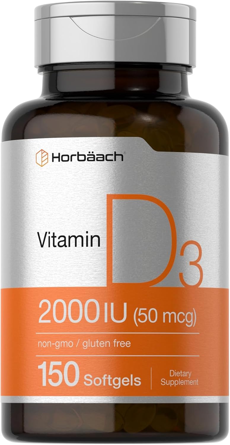 Horbaach Vitamin D3 2000 IU Softgels | 150 Count | Cholecalciferol Supplement - görsel 1
