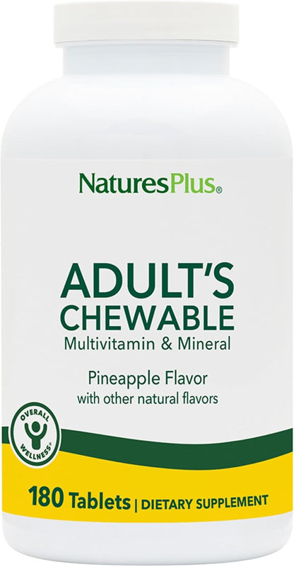 NaturesPlus Adult's Chewable Multivitamin & Mineral Supplement - Pineapple Flavour - 180 Tablets