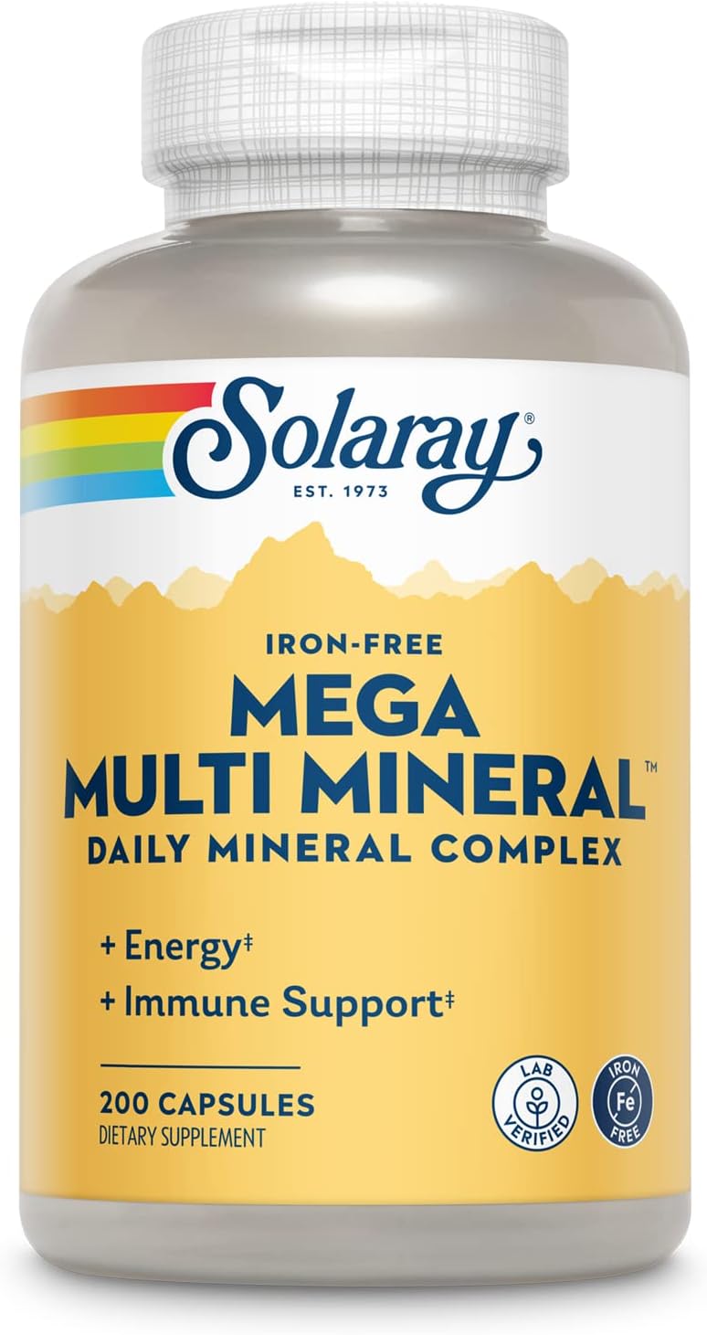 SOLARAY Mega Multi Mineral Daily Complex - Iron-Free Multi-Mineral Supplement with Trace Minerals - 100 Vegan Capsules - görsel 9
