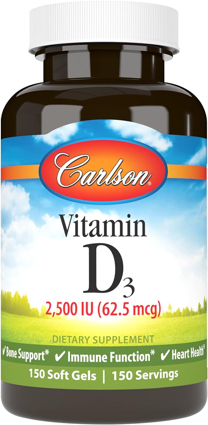 Carlson Vitamin D3 2500 IU (62.5 mcg) Soft Gel Capsules – 150 Capsules - görsel 1
