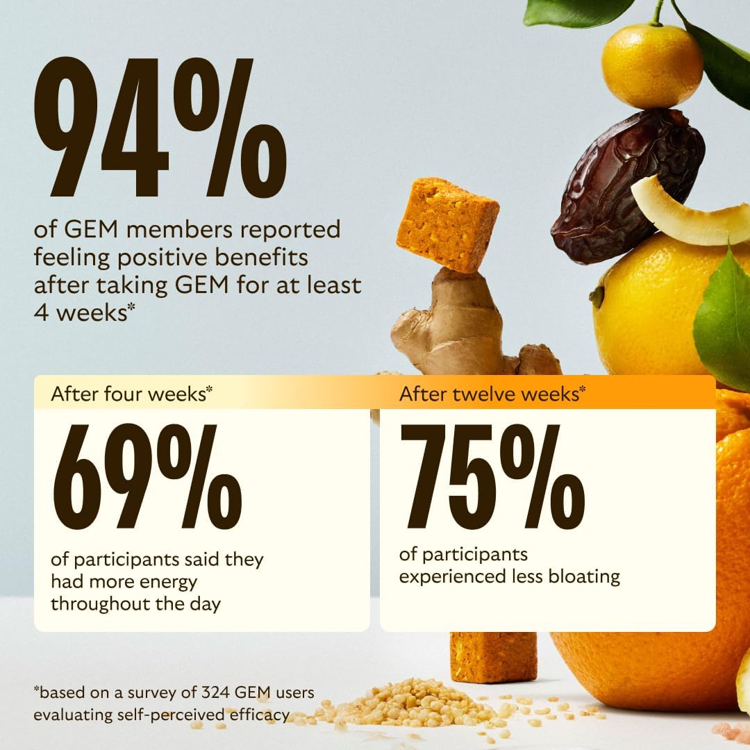GEM Daily Bite for Women & Men – Wholefood Multivitamin with 20+ Nutrients (Citrus Ginger, 28 Count) - görsel 4