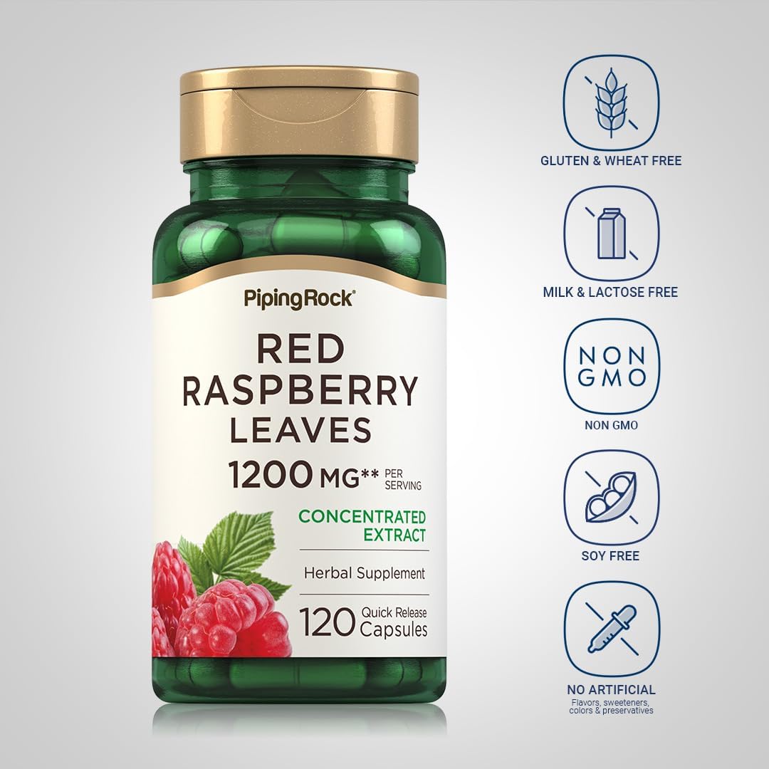 Piping Rock Red Raspberry Leaf Capsules | 120 Capsules | Herbal Extract Supplement | Non-GMO, Gluten-free - görsel 3