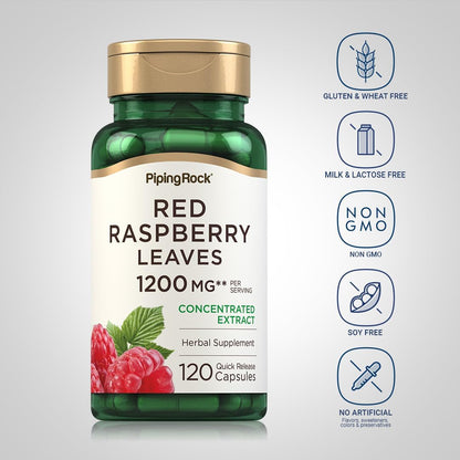Piping Rock Red Raspberry Leaf Capsules | 120 Capsules | Herbal Extract Supplement | Non-GMO, Gluten-free