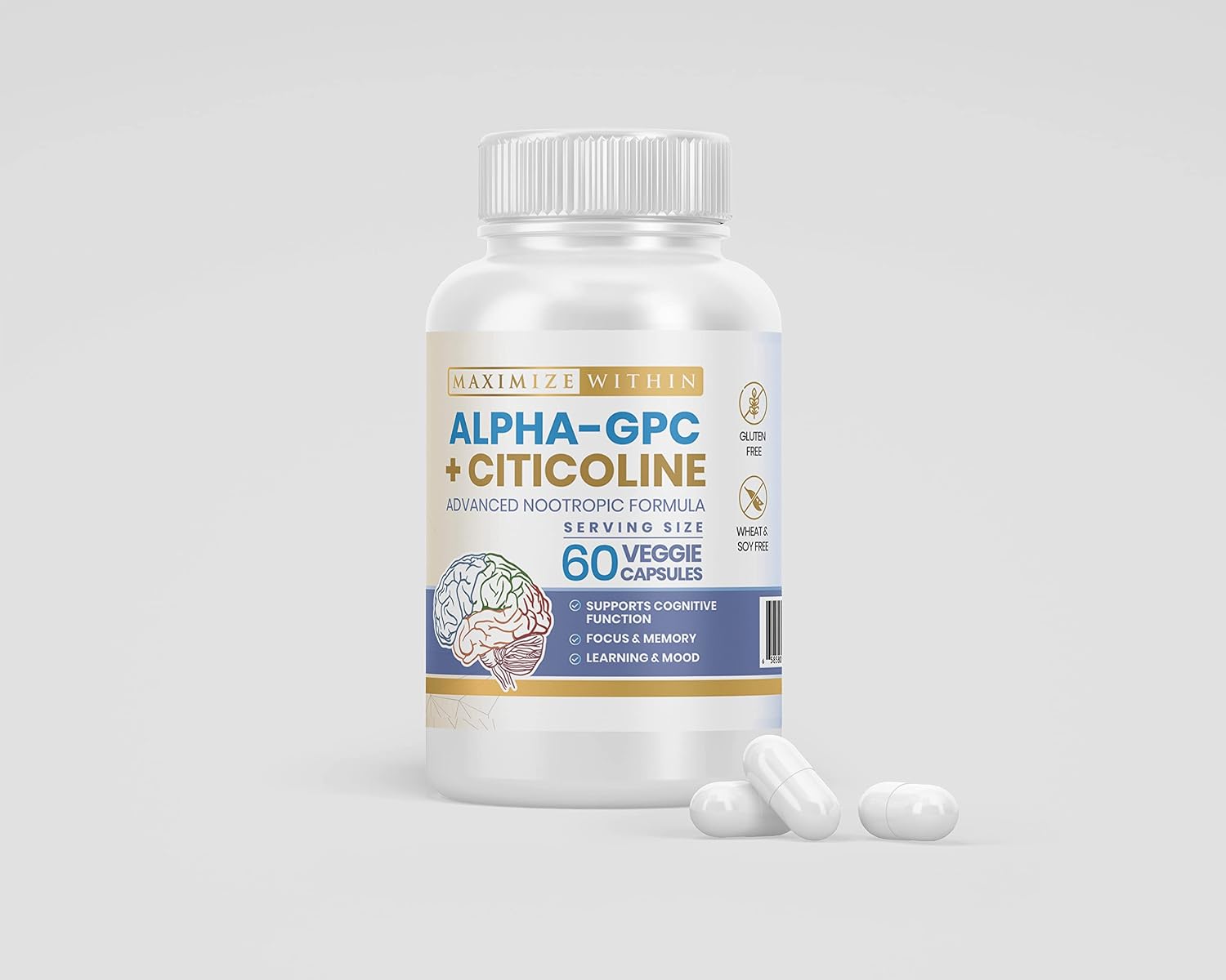 Alpha GPC + Citicoline 60 Capsules, 1600mg Concentrated Formula – Cognitive Support - görsel 10