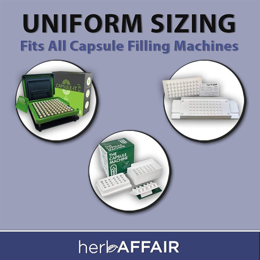 Herb Affair Clear Empty Gelatin Capsules Size 1 - 1000 Count – Holds 300-600mg - görsel 6