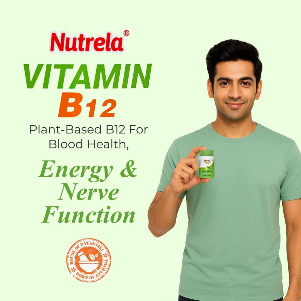 NUTRELA Patanjali Vitamin B12 Biofermented Plant Based Supplement for Men & Women with Moringa and Aloe Vera Extract - 30 Vegan Capsules (Pack of 2) - görsel 2