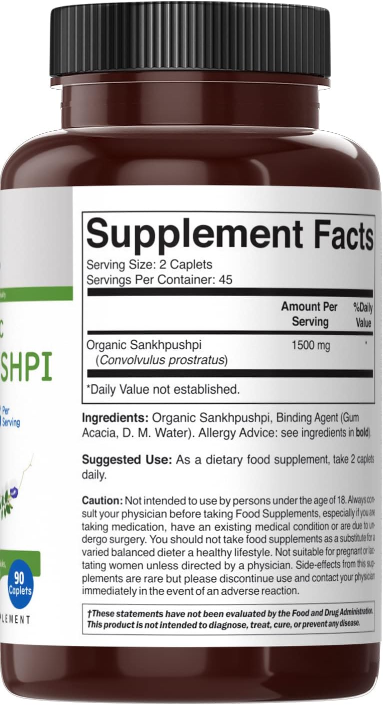 Brieofood Organic Sankhpushpi 1500mg, 90 Vegetarian Tablets - görsel 4
