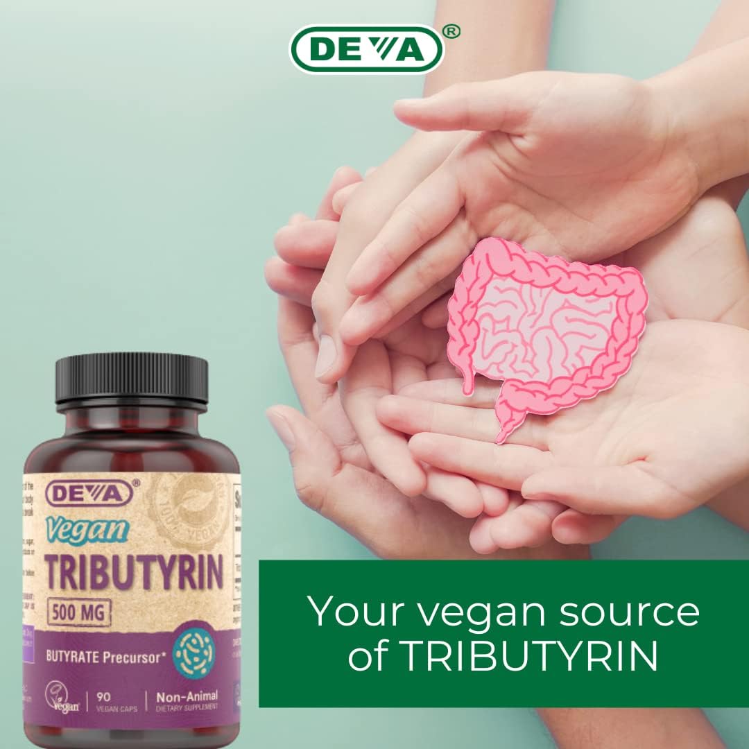DEVA Vegan Tributyrin Supplement - Butyrate Precursor, Gut Barrier Support, 500 mg, 90 Capsules (Pack of 2) - görsel 7