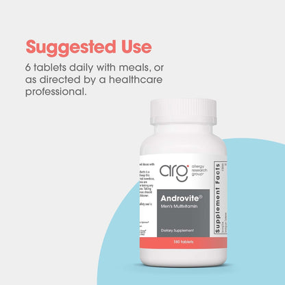 Optimox Androvite for Men - Magnesium Food Supplement 500mg, Multivitamin & Multimineral, Calcium-Free - 180 Tablets