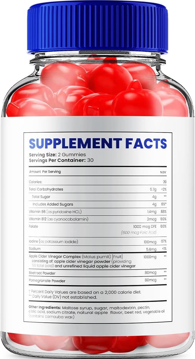 Trim Keto Tonic Keto ACV Gummies (Pack of 2) – Dietary Supplement with Apple Cider Vinegar, B12, Beet Juice & Pomegranate Powder – 120 Gummies - görsel 7