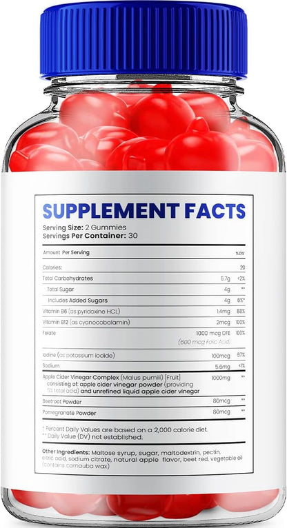 Trim Keto Tonic Keto ACV Gummies (Pack of 2) – Dietary Supplement with Apple Cider Vinegar, B12, Beet Juice & Pomegranate Powder – 120 Gummies