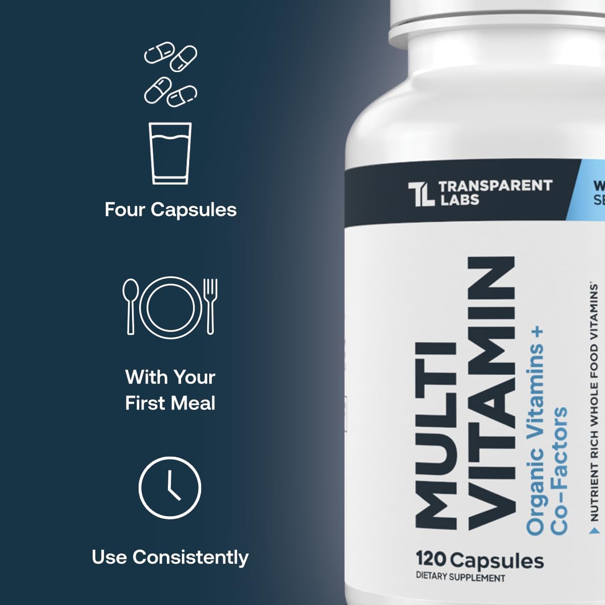 Transparent Labs Daily Multivitamin for Women – Whole-Food-Based, Vegan, Organic – 120 Capsules - görsel 6