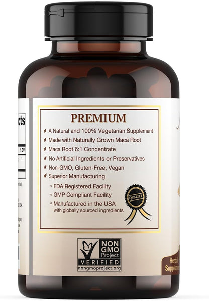 Natural Choice Botanicals Organic Maca Root Capsules (High Potency) - 120 Capsules