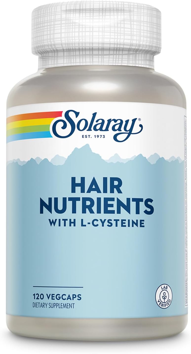 SOLARAY Hair Nutrients Supplement – Biotin, L-Cysteine, Iron, Zinc – 120 Veg Capsules - görsel 1