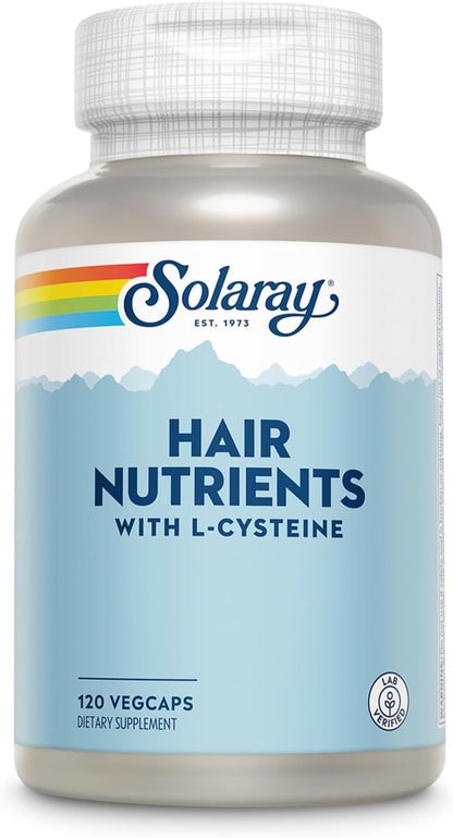 SOLARAY Hair Nutrients Supplement – Biotin, L-Cysteine, Iron, Zinc – 120 Veg Capsules