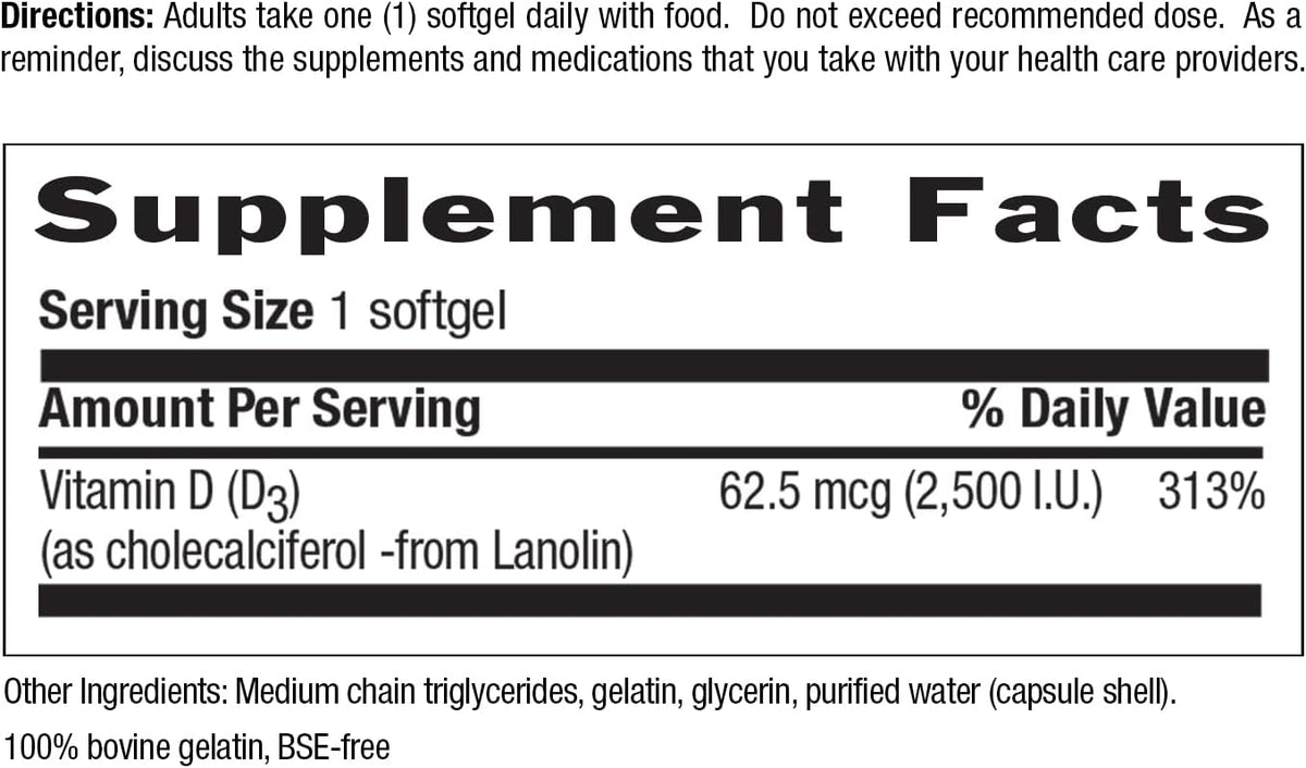 Country Life Vitamin D3 2500 IU – Non-Fish Derived, High Strength Vitamin D3 for Bone Health, Immune Support & Calcium Absorption – Certified Gluten-Free, 200 Softgels - görsel 3