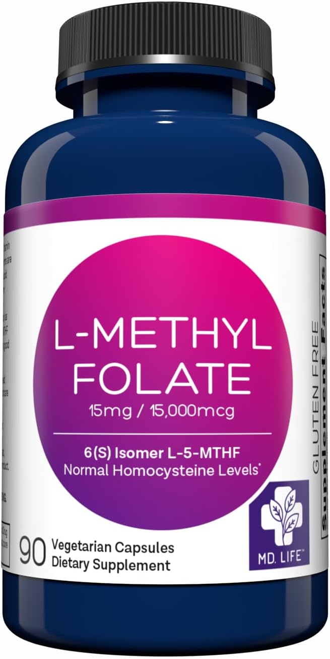 MD Life L-Methylfolate 15 mg Food Supplement - Active Methylfolate, 120 Capsules - görsel 10