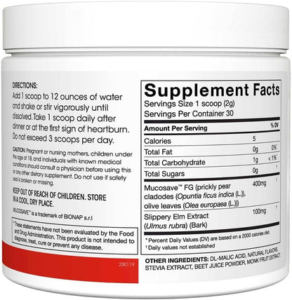 Reflux – Digestive Supplement with Mucosave FG and Slippery Elm Bark (30 Servings)