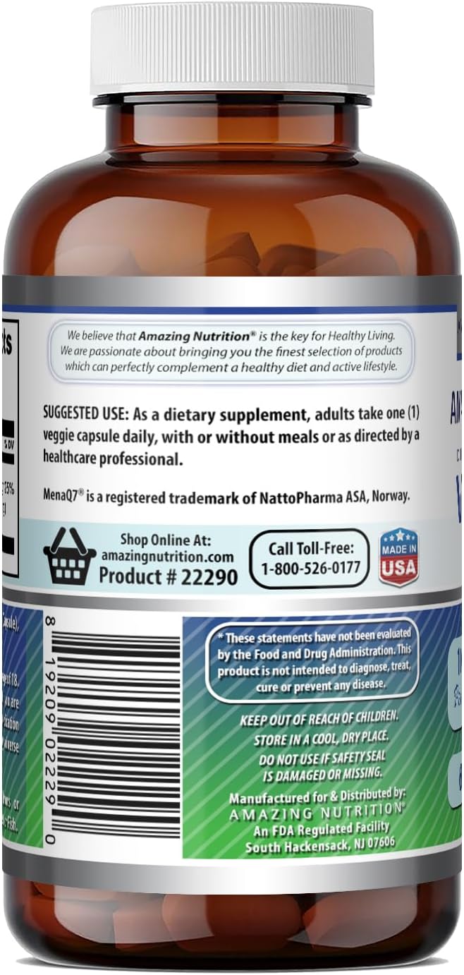 Amazing Formulae Vitamin K2 (Menaquinone-7) 100 mcg Food Supplement - 60 Vegetable Capsules - görsel 4