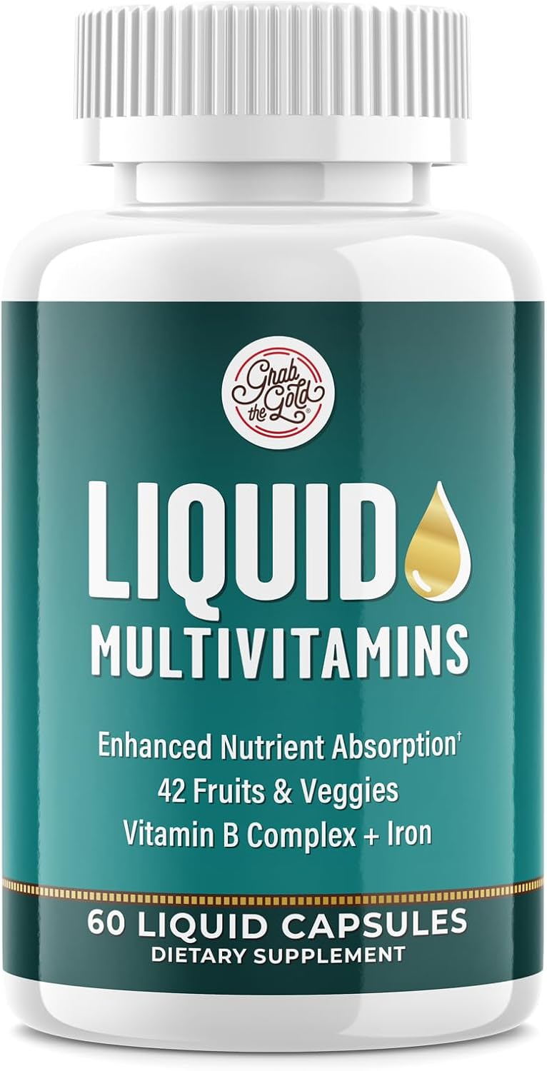 Grab The Gold Liquid Women's Multivitamin Capsules with Iron, 42 Fruit & Vegetables - Fast Absorption for Daily Energy & Wellness - görsel 1